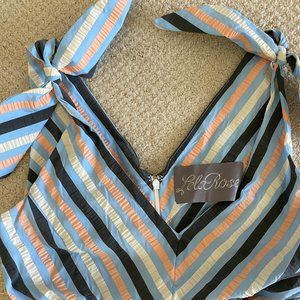 Lela Rose Knotted Striped Seersucker Jumpsuit
